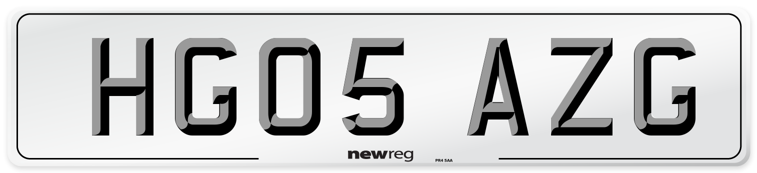 HG05 AZG Number Plate from New Reg